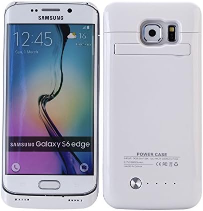 External Protective Battery Case for Samsung Galaxy S6 edge (5.1) Gright 4200MAH External Rechargeable Battery Charger Power Case Extended Back Up PowerBank with Full Body Protection for S6 edge Extended Samsung Charger Backup Power Bank Battery Pack Cover Cases Fit with Any Version of Samsung Galaxy S6 edge 5.1 /Galaxy S6 edge Battery Pack / Galaxy S6 edge Power Case / Galaxy S6 edge Battery Charger Lightning Charging Port, Kick Stand, Slim Fit Slider Design(White)