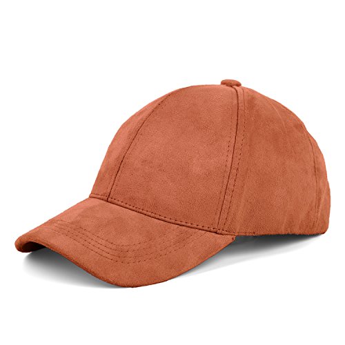 JOOWEN 6 Panel Faux Suede Leather Classic Adjustable Plain Hat Baseball Cap (Blush)