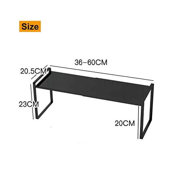 KZOBYD-Extendable-Kitchen-Cupboard-Shelf-Organiser-Adjustable-Pantry-Storage-Unit-Practical-Cabinet-Storage-Shelf-Stand-Spice-Rack-Multi-Function-Space-Saver-for-Counter-Tops-Black-M KZOBYD Extendable Kitchen Cupboard Shelf Organiser Adjustable Pantry Storage Unit Practical Cabinet Storage Shelf Stand…