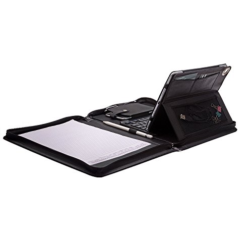 iPad Keyboard Portfolio, Executive Leather Padfolio Case with Bluetooth Keyboard for 10.5 inch iPad Pro,Black