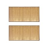 mDesign Water-Resistant Bamboo Floor Mat for Bathroom - Pack of 2, Large, Natural