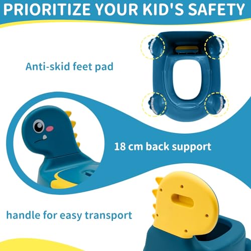 TERRIFI Dinosaur Urinal Potty Training Chair for Kids, Comfortable Toddler Toilet Trainer with Lid, Suitable for Boys and Girls Ages 1-6
