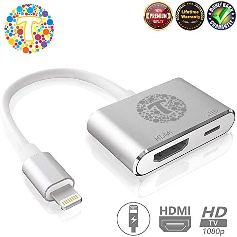 Thor Technology Digital HDMI Adapter Converter New Edition 2 in 1 Plug and Play Digital AV Connector Compatible for iPhone X,iPhone 8/7/Plus iPad iPod