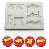 SAKOLLA Graduation Cake Fondant Mold - Graduation Cap/Diploma Silicone Mold Cupcake Toppers Chocolate Candy Mold for Graduate Themed Party Cake Decoration Supplies