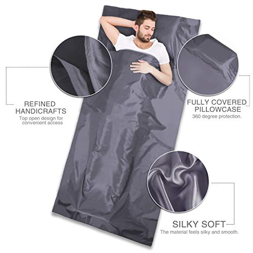 DIMPLES EXCEL 100% Silk Sleeping Bag Liner Travel Sheet Lightweight Portable for Single