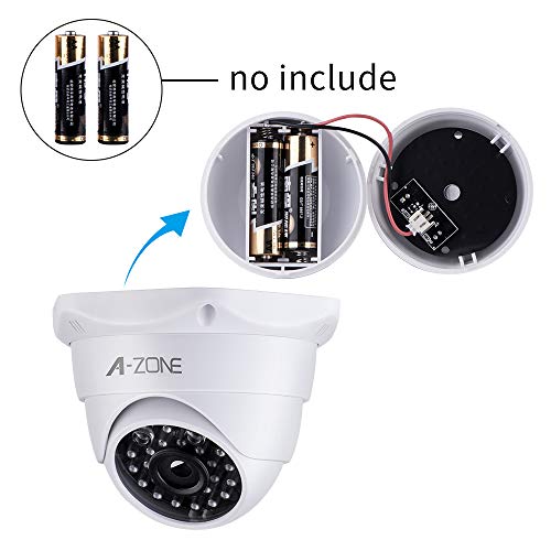 A-ZONE Dummy Fake Security Camera, with Realistic Look Dummy Camera One Lighting Red LED at Night, for Home and Businesses Security Indoor/Outdoor (2 Pack)