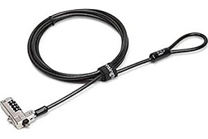 Kensington N17 Combination Laptop Lock for Wedge Shaped Lock Slots with Tough Lock Head & Carbon Steel Cut-Resistant Cable - Dell Laptop Lock & Alienware Laptop Lock (K68008EU), Black/Silver