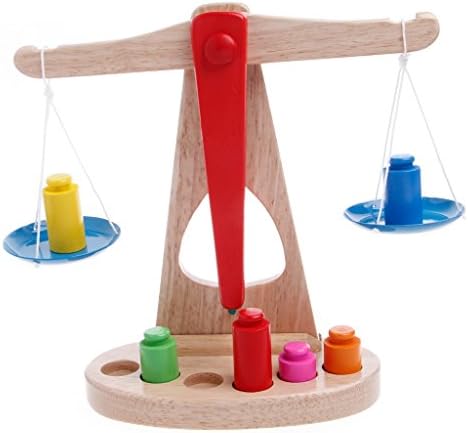 BecauseOf Montessori Preschool Educational Toy Balance Scale Toy with 6 weights for Kids