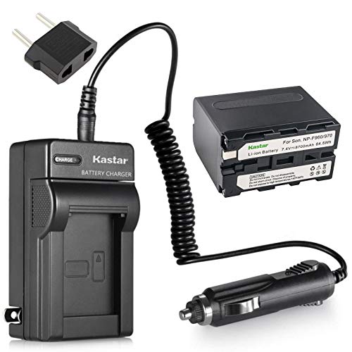 Kastar Battery (1-Pack) and Charger for Sony NP-F970 NP-F960 F970 F960 F975 F950 and DCR-VX2100 HDR-AX2000 FX1 FX7 FX1000 HVR-HD1000U V1U Z1P Z1U Z5U Z7U HXR-MC2000U FS100U FS700U and LED Video Light