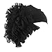 QingFan Women Flower Solid Ruffle Cancer Chemo Elegant Hat Beanie Turban African Head Scarf Wrap Cap (Black)