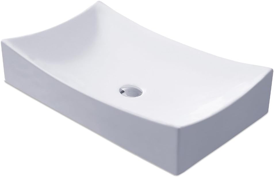 KES Baño Rectangular Lavabo Cerámica Buque Fregadero Encima Contador