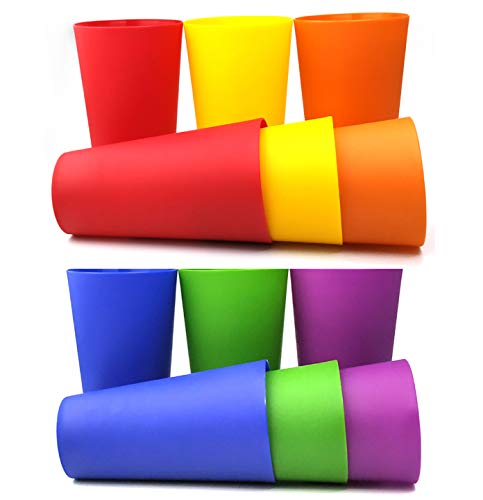 32-ounce Plastic Tumblers Large Drinking Glasses, Set of 12 Multicolor - Unbreakable, Dishwasher Safe, BPA Free - Thumbnail 5