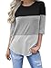 kigod Womens Casual 3/4 Sleeve Color Block T-Shirt Blouses Back Lace Striped Tops Tee Shirts