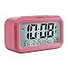 Peakeep Digital Alarm Clock with 2 Alarms for Workdays, Indoor Temperature and Smart Night Light, Battery Operated Only (Pink)