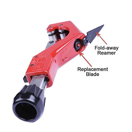 Tubing Cutter 1/4 Inch to 2 Inch Rachet Feed Mechanism Cut Pipe Copper PVC Steel Tube with Extra Blade and Reamer