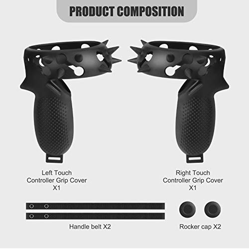 thumbnail image 2 of Oculus Quest 2 Controller Grips - Anti-Slip Silicone Cover With Hand Straps - Black Protective Case 2 of 9