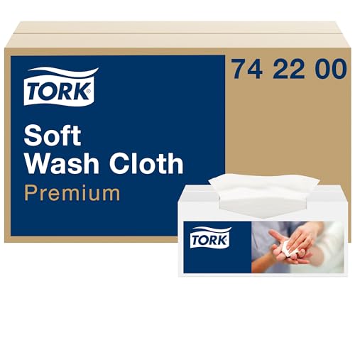 Tork Premium Disposable Wash Cloths, Extra Soft - absorbent, ideal for healthcare, White, 1 x 135 cloths (742200)