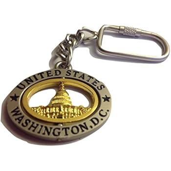 Washington D.C. Keychain Pewter Gold Oval, Washington DC