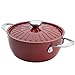 Rachael Ray Cucina Hard Porcelain Enamel Nonstick Covered Round Casserole, 4.5-Quart, Cranberry Red