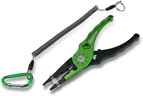 Wolftop Saltwater Aluminum Fishing Pliers Braid Cutters with Coiled Lanyard and Belt Holder Sheath