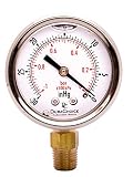 2" Oil Filled Vacuum Pressure Gauge - SS/Br 1/4" NPT Lower Mount, 30HG/0PSI