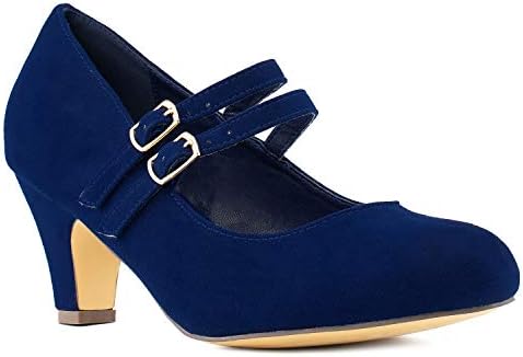 navy blue wide width heels