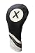 Golf Headcover Black and White Leather Style #X Fairway Head Cover Fits Fairway Wood Clubs