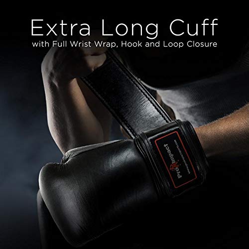 Genuine Leather Boxing Gloves Black 12 Oz. Pro Impact ($80 Value) - Thumbnail 7