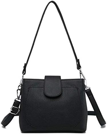 DDHZTA Soft Cowhide Bucket Bag Leather Handbag Slung Over Lady's Bag,Black [Energy Class A]