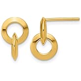 14k Yellow Gold Polished Circles Dangle Post Earrings