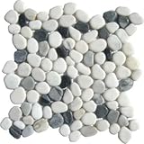 MS International 12 in. x 12 in. Black/White Pebbles Marble Mosaic Floor & Wall Tile - Single Sheet Sample - SAMPLE LISTING - ONLY ONE ALLOWED PER HOUSEHOLD