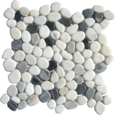 MS International 12 in. x 12 in. Black/White Pebbles Marble Mosaic Floor & Wall Tile - Single Sheet Sample - SAMPLE LISTING - ONLY ONE ALLOWED PER HOUSEHOLD