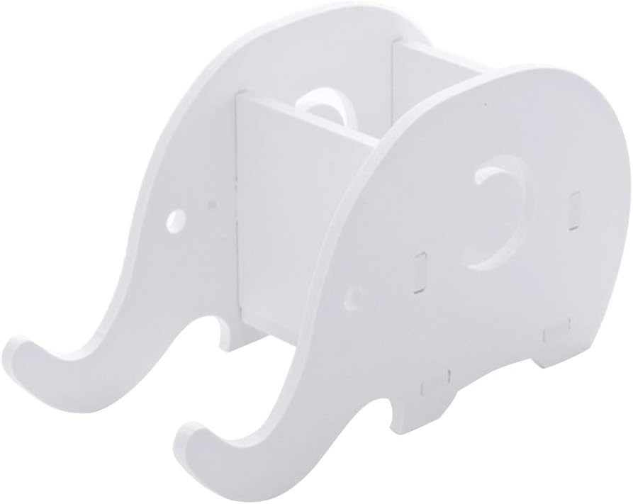 Yanchad Wood Plastic Board Bracket Storage Desk Supplies Organiser Pen Pot Holder Desk Organizer Container Elephant Pencil Holder Cute Office Desk Tidy Stationery Organiser Box