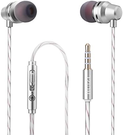 Earphones Earbuds In ear Headphones Wired earphone Microphone Bass Stereo Sports Running Noise-isolating with Mic For IPhone IPad Android Mp3 mp4 Player Tablet 3.5mm Audio Jack Silver White