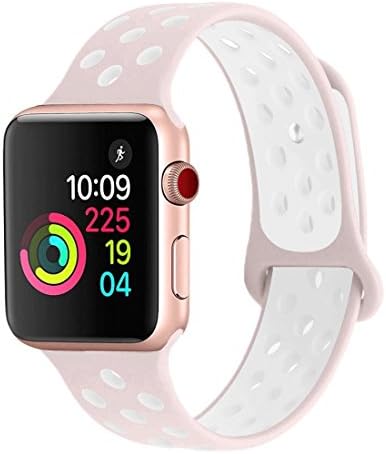 iisBands Sport Watch Band Compatible with Apple Watch Band 38mm 40mm 42mm 44mm Series 4 | 3 | 2 | 1 and Nike+ Sport, Soft Silicone Strap Replacement Wristbands