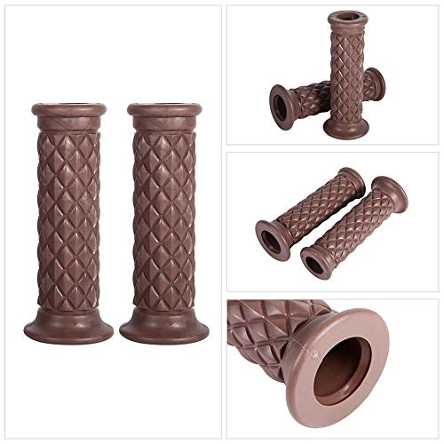 Motorcycle Hand Grips, 1 Pair 7/8" 22mm Non Slip Rubber Handlebar Grips End Thruster Grip for Honda Triumph Yamaha Kawasaki (Dark Brown)