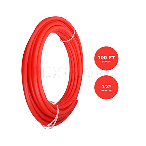 Pexflow PFW-R12100 PEX Potable Water Tubing Non-Barrier Pipe, 100 Feet, Red