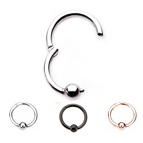 16g 5/16'' Stainless Steel 3mm Ball Hinged Septum Clicker Segment Rings (Black)