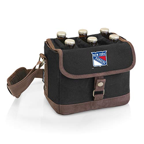 PICNIC TIME NHL New York Rangers 6-Bottle Insulated Beer Caddy with Integrated Bottle Opener, Black