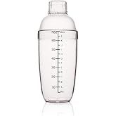 FEOOWV Plastic Cocktail Shaker, Hand Drink Mixer Boba Tea Shaker Cup with Scales,Bar Tool Transparent (24 oz / 700cc)