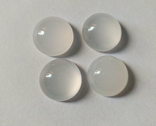 Realgem-4pcs pack natural agate carnelian gemstone round cabochon 13mm CAB for jewelry making (white)