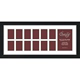 Craig Frames 1WB3BK 9 by 22-Inch Black Picture Frame, Single White Collage Mat with 13 Openings