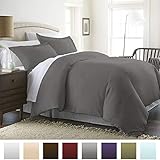 Beckham Hotel Collection Luxury Soft Brushed 1800 Series Microfiber Duvet Cover Set with Zipper Closure - Hypoallergenic - King/Cal King, Slate Gray