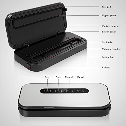 ULTTY Vacuum Sealer Machine with Starter Kits Automatic Food Sealer for Sous Vide Dry Moist Available SKJ-CR009B Stainless Steel