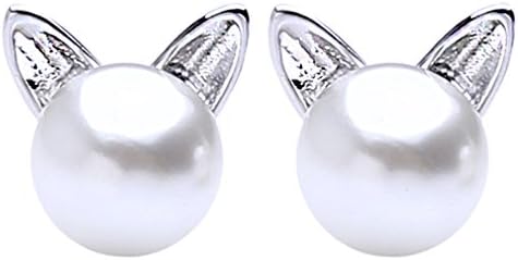 Iumer Cat Ear Stud Imitation Pearls Earrings Stud Jewerly