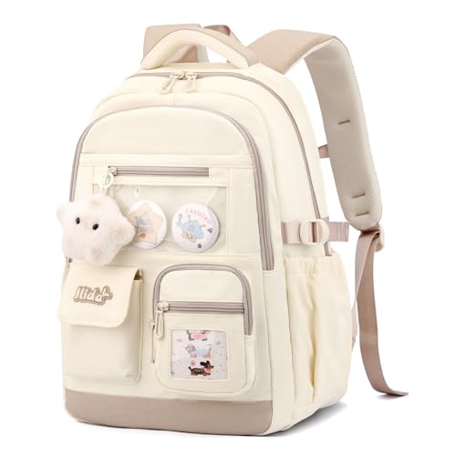 Tanou Girls Backpack, Large Capacity School Bag Teenager School Bags Waterproof Polyester Fashion School Bags with Star Pendant for Primary School and College