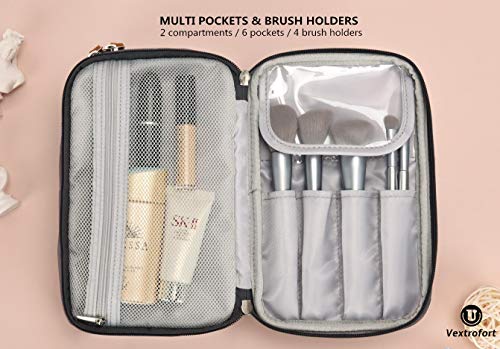 Small Makeup Bag for Purse Travel Cosmetic Bags for Women with Brush Organizer and Detachable Handle Waterproof(Gray) 6 Small Makeup Bag for Purse Travel Cosmetic Bags for Women with Brush Organizer and Detachable Handle Waterproof(Gray)