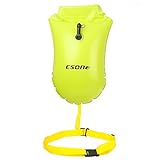 ESONE Swim Buoy - Open Water Swim Buoy Flotation Device with Dry Bag and Waterproof Cell Phone Case for Swimmers, Triathletes, and Snorkelers. Floats for Safer Swims 15L (Yellow)