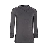 Under Armour Boys' HeatGear Armour Long Sleeve Fitted Shirt, Carbon Heather/Black, Youth Medium