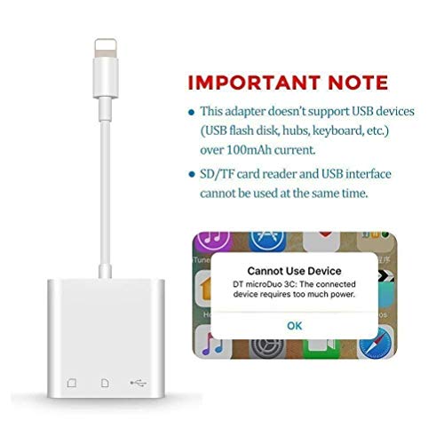 SD Card Reader, TF & SD Memory Card Reader for Phone/Pad, Trail Game Camera Viewer, USB Camera Adapter, Digital Camera Reader Adapter Compatible with Phone/Pad, No App Required, Plug and Play